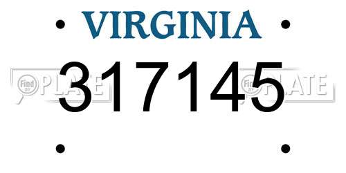 317145 Virginia License Plate
