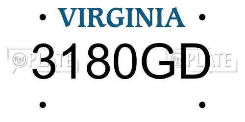 3180GD Virginia License Plate