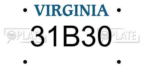 31B30 Virginia License Plate