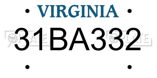 31BA332 Virginia License Plate
