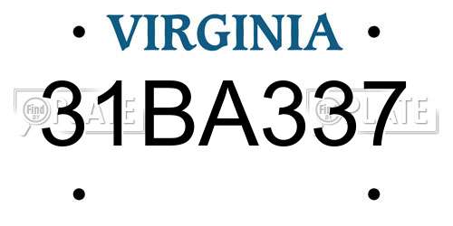 31BA337 Virginia License Plate