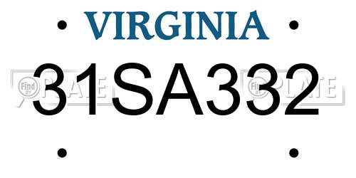 31SA332 Virginia License Plate