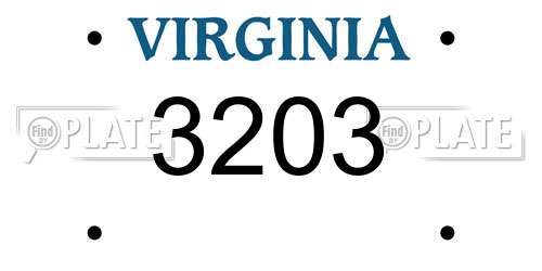 3203 Virginia License Plate