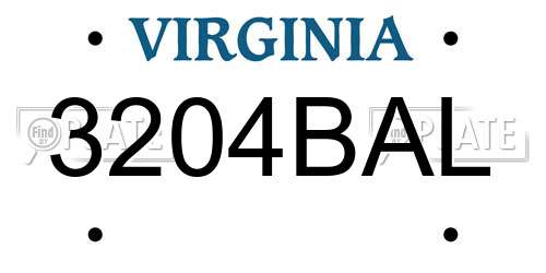3204BAL Virginia License Plate