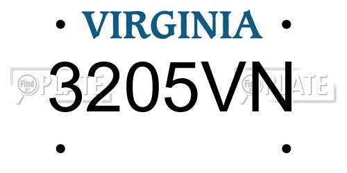 3205VN Virginia License Plate