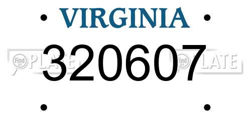 320607 Virginia License Plate