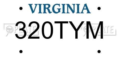 320TYM Virginia License Plate