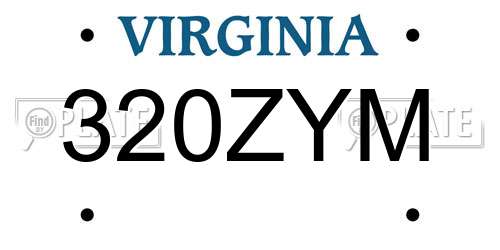 320ZYM Virginia License Plate