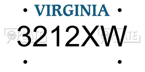 3212XW Virginia License Plate