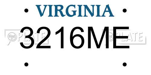 3216ME Virginia License Plate