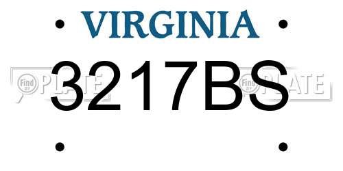 3217BS Virginia License Plate