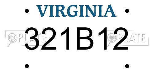 321B12 Virginia License Plate