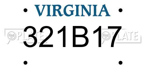 321B17 Virginia License Plate