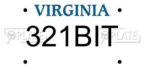321BIT Virginia License Plate