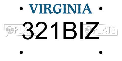 321BIZ Virginia License Plate