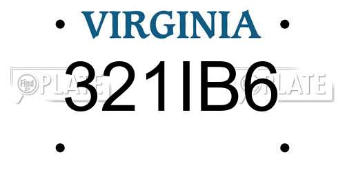 321IB6 Virginia License Plate