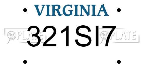 321SI7 Virginia License Plate