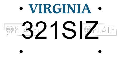 321SIZ Virginia License Plate