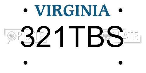 321TBS Virginia License Plate