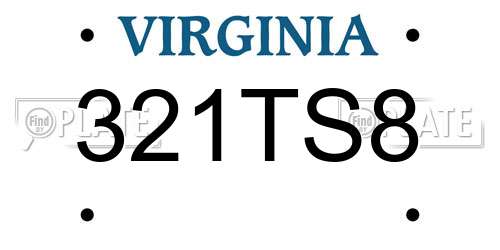 321TS8 Virginia License Plate