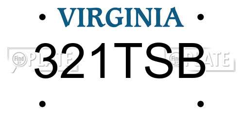 321TSB Virginia License Plate