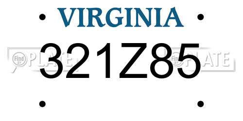 321Z85 Virginia License Plate