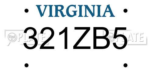 321ZB5 Virginia License Plate