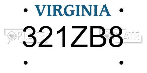 321ZB8 Virginia License Plate