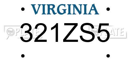 321ZS5 Virginia License Plate