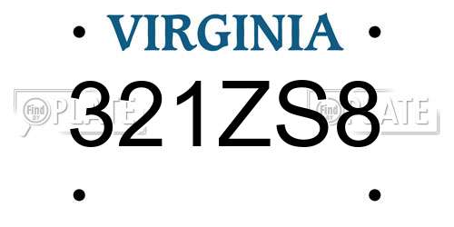321ZS8 Virginia License Plate