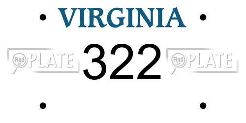 322 Virginia License Plate