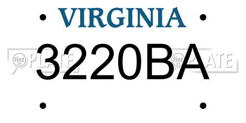 3220BA Virginia License Plate