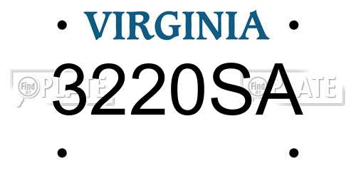 3220SA Virginia License Plate
