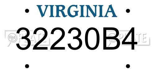 32230B4 Virginia License Plate