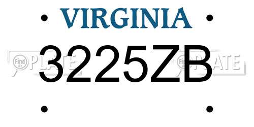 3225ZB Virginia License Plate