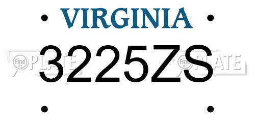 3225ZS Virginia License Plate