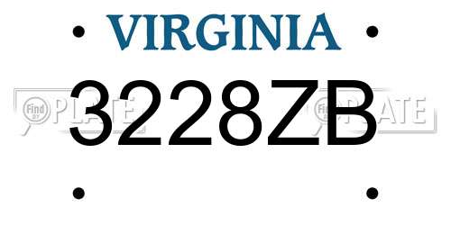 3228ZB Virginia License Plate