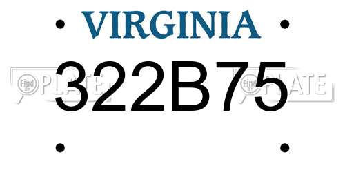 322B75 Virginia License Plate