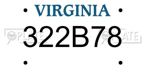 322B78 Virginia License Plate