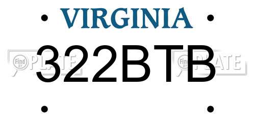 322BTB Virginia License Plate