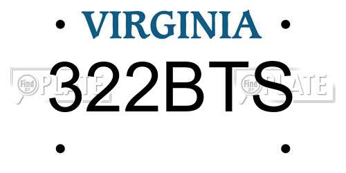 322BTS Virginia License Plate