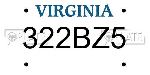 322BZ5 Virginia License Plate