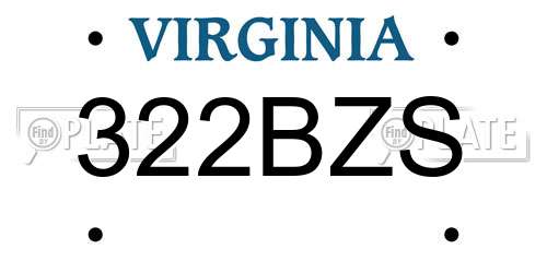 322BZS Virginia License Plate