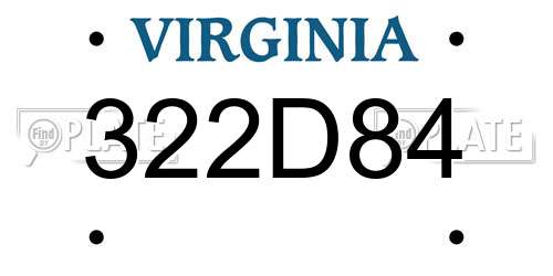 322D84 Virginia License Plate