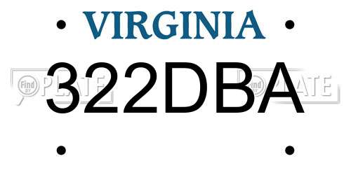 322DBA Virginia License Plate