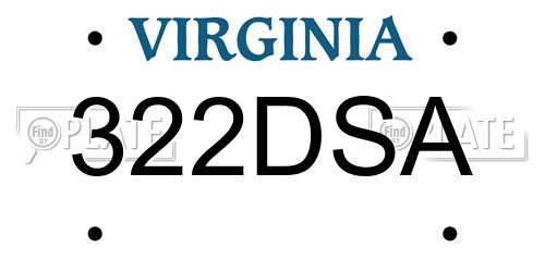 322DSA Virginia License Plate