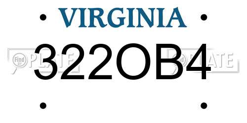 322OB4 Virginia License Plate