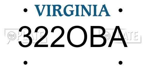 322OBA Virginia License Plate