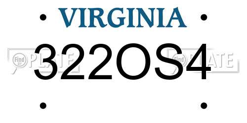 322OS4 Virginia License Plate