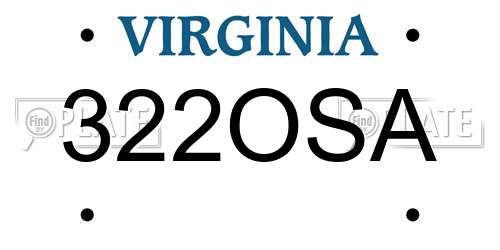 322OSA Virginia License Plate